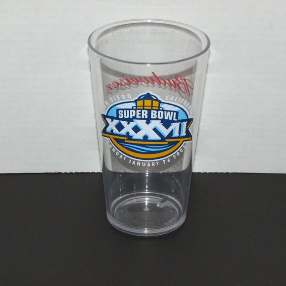 SUPER BOWL XXXVII 37 Budweiser NFL Plastic Draft Beer Glass Stadium Cup 2003 - Picture 2 of 3
